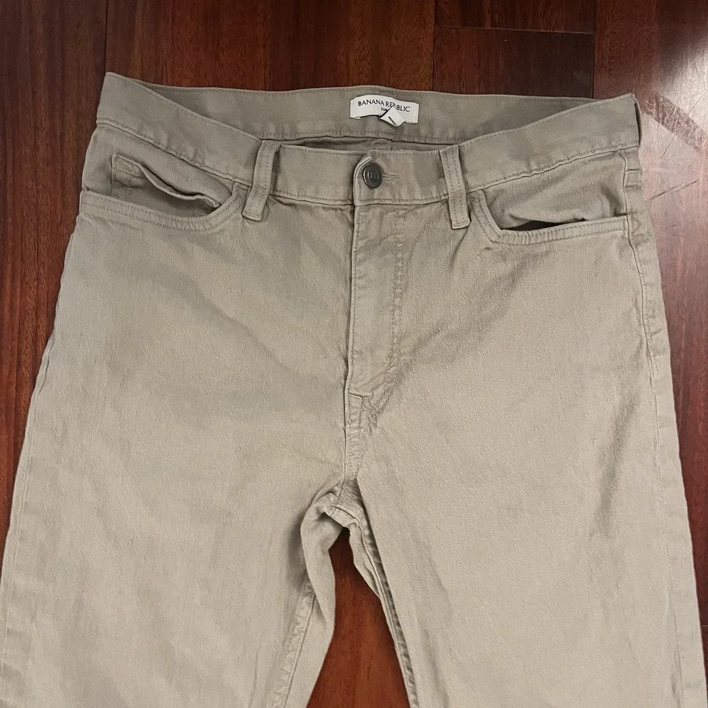 Banana Republic Pants Men 33x34 Khaki Linen Blend Slim Fit Tan Beige Preppy